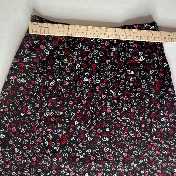 LOFT Black Heart Print Midi Skirt Size 2 Coquette Valentines Romantic Y2K Girly - Picture 11 of 12